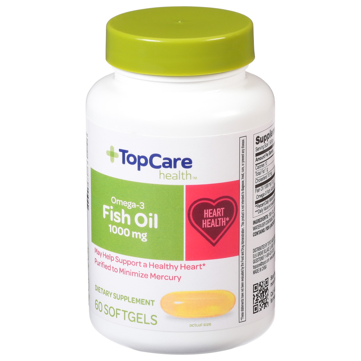 slide 3 of 10, TopCare Omega-3 Fish Oil, 60 ct; 1000 mg