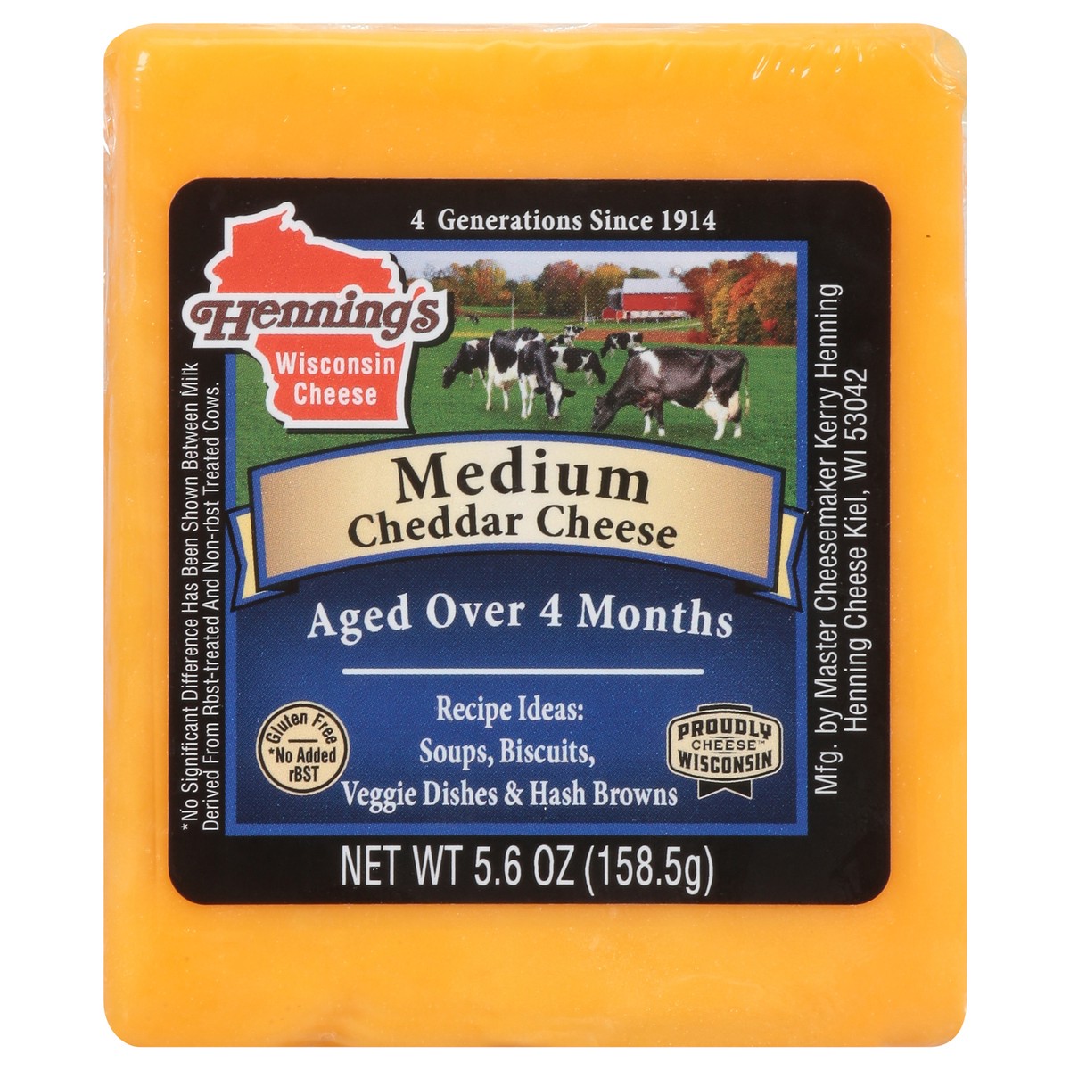 slide 1 of 13, Henning's Medium Cheddar Cheese 5.6 oz, 5.6 oz
