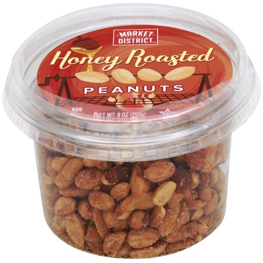 slide 1 of 1, Market District Honey Roasted Peanuts, 9 oz