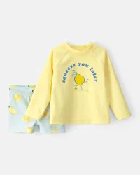 Carter's Baby Boy 2-Piece Lemon Rashguard Swimsuit Set - Yellow/Blue, 18M