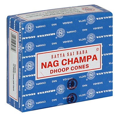 slide 1 of 1, Satya Sai Baba Nag Champa Dhoop Cones Incense, 12 ct