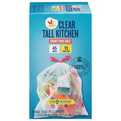 Giant Clear Tall Kitchen Drawstring Bags 13 Gallon