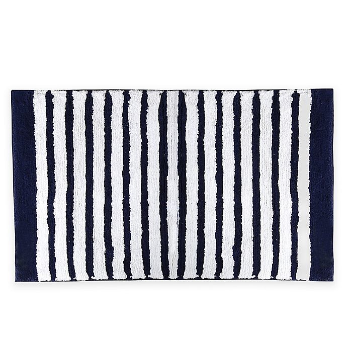 slide 1 of 1, kate spade new York Harbour Stripe Bath Rug - Navy, 21 in x 34 in