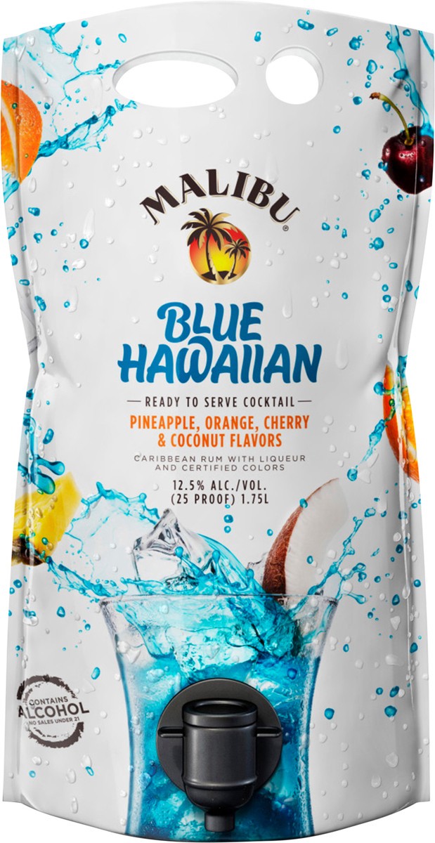 slide 1 of 5, Malibu Ready to Serve Cocktail Blue Hawaiian 1.75L Pouch, 1.75 liter