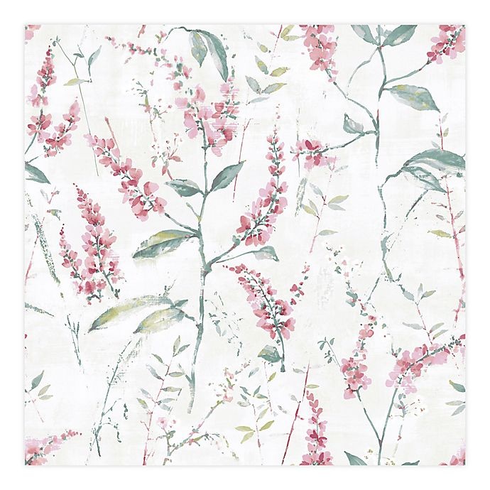 slide 1 of 5, RoomMates Floral Sprig Peel and Stick Wallpaper - Pink, 1 ct