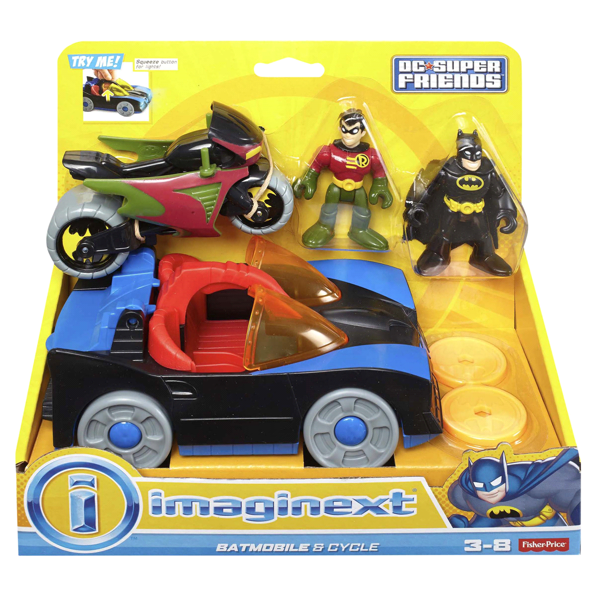 slide 1 of 1, Fisher-Price Imaginext DC Super Friends Batmobile and Cycle, 1 ct