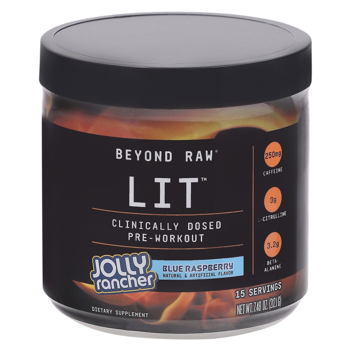 slide 9 of 13, Beyond Raw Lit Blue Raspberry Clinically Dosed Pre-Workout 7.48 oz Jar, 7.48 oz