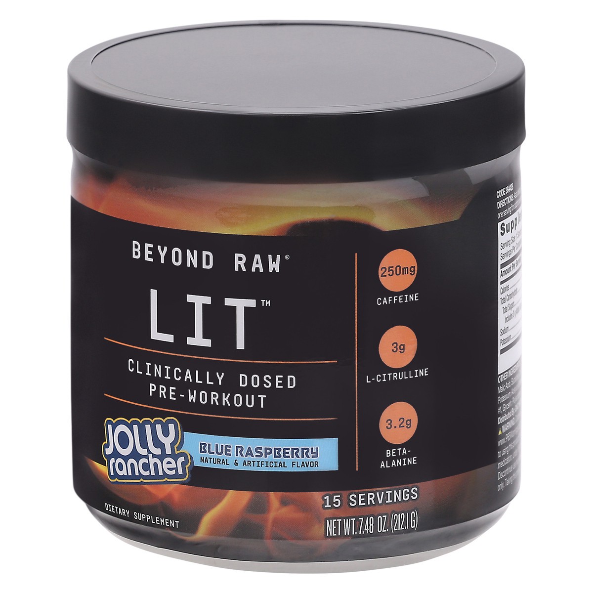 slide 5 of 13, Beyond Raw Lit Blue Raspberry Clinically Dosed Pre-Workout 7.48 oz Jar, 7.48 oz