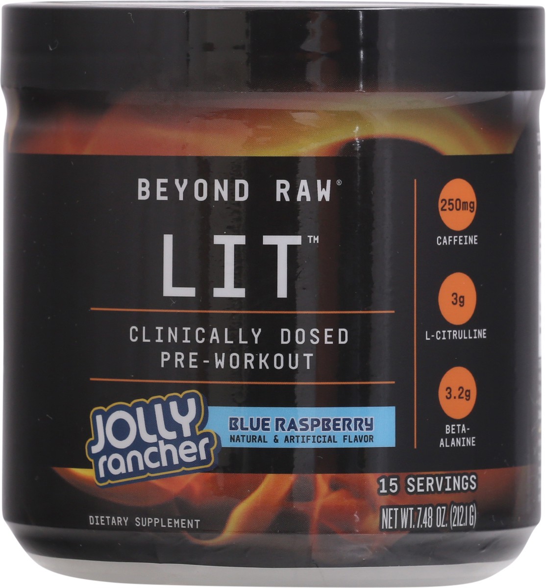 slide 1 of 13, Beyond Raw Lit Blue Raspberry Clinically Dosed Pre-Workout 7.48 oz Jar, 7.48 oz