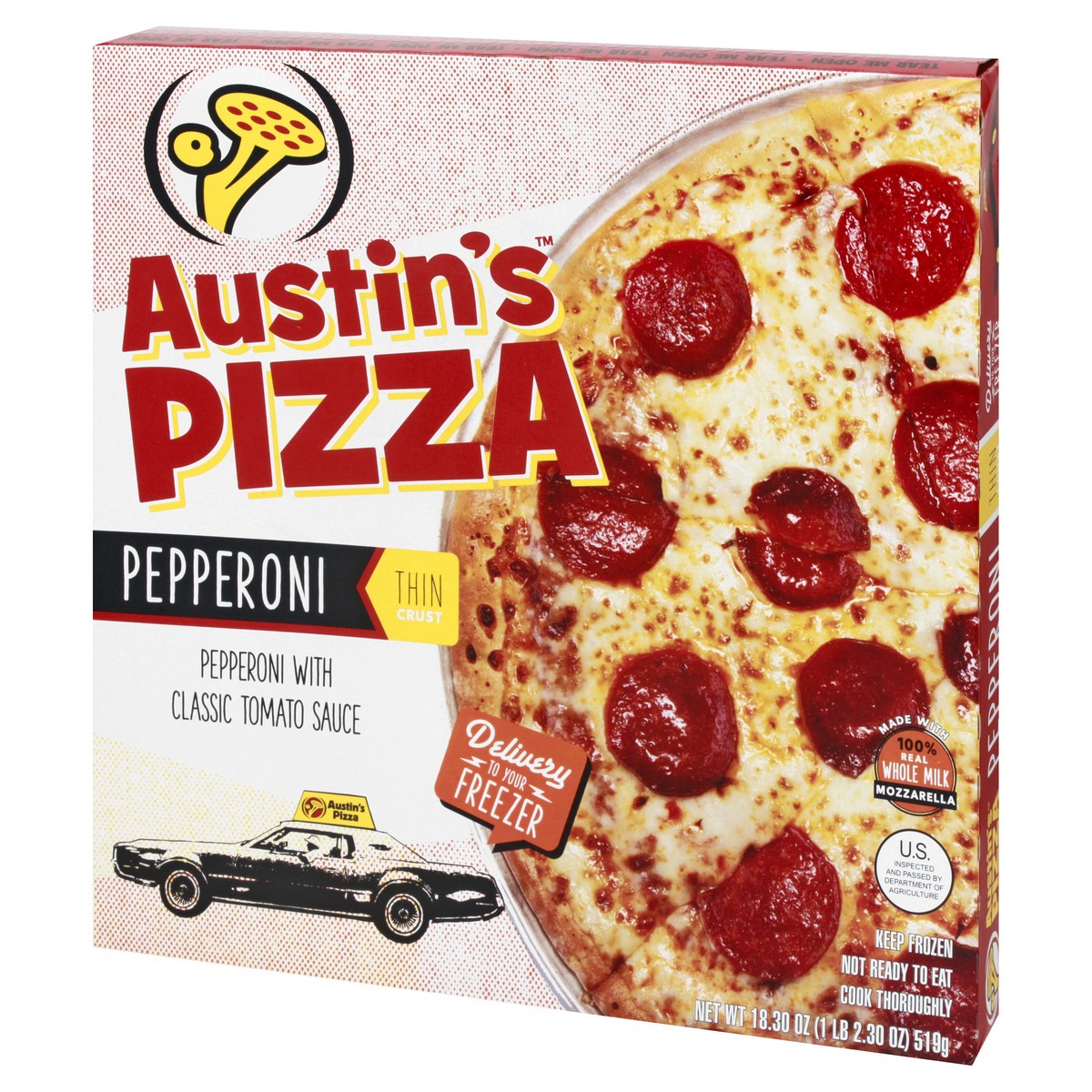 slide 6 of 9, Austin's Pizza Thin Crust Pepperoni Pizza 18.3 oz, 18.3 oz