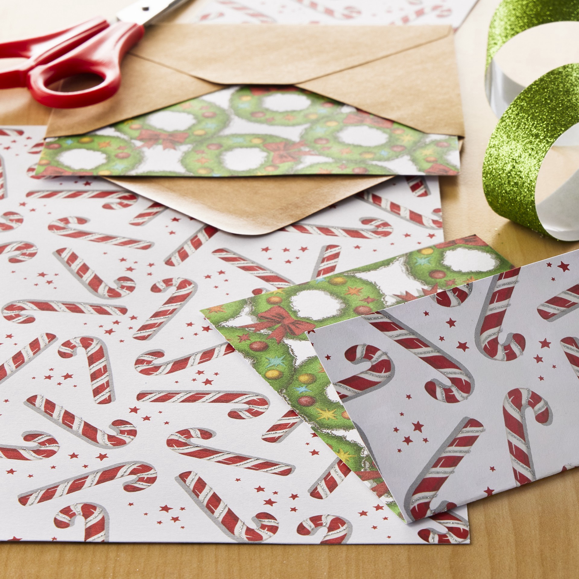 slide 3 of 4, Candy Cane & Wreath Paper By Recollections, 12" X 12", 12 in x 12 in