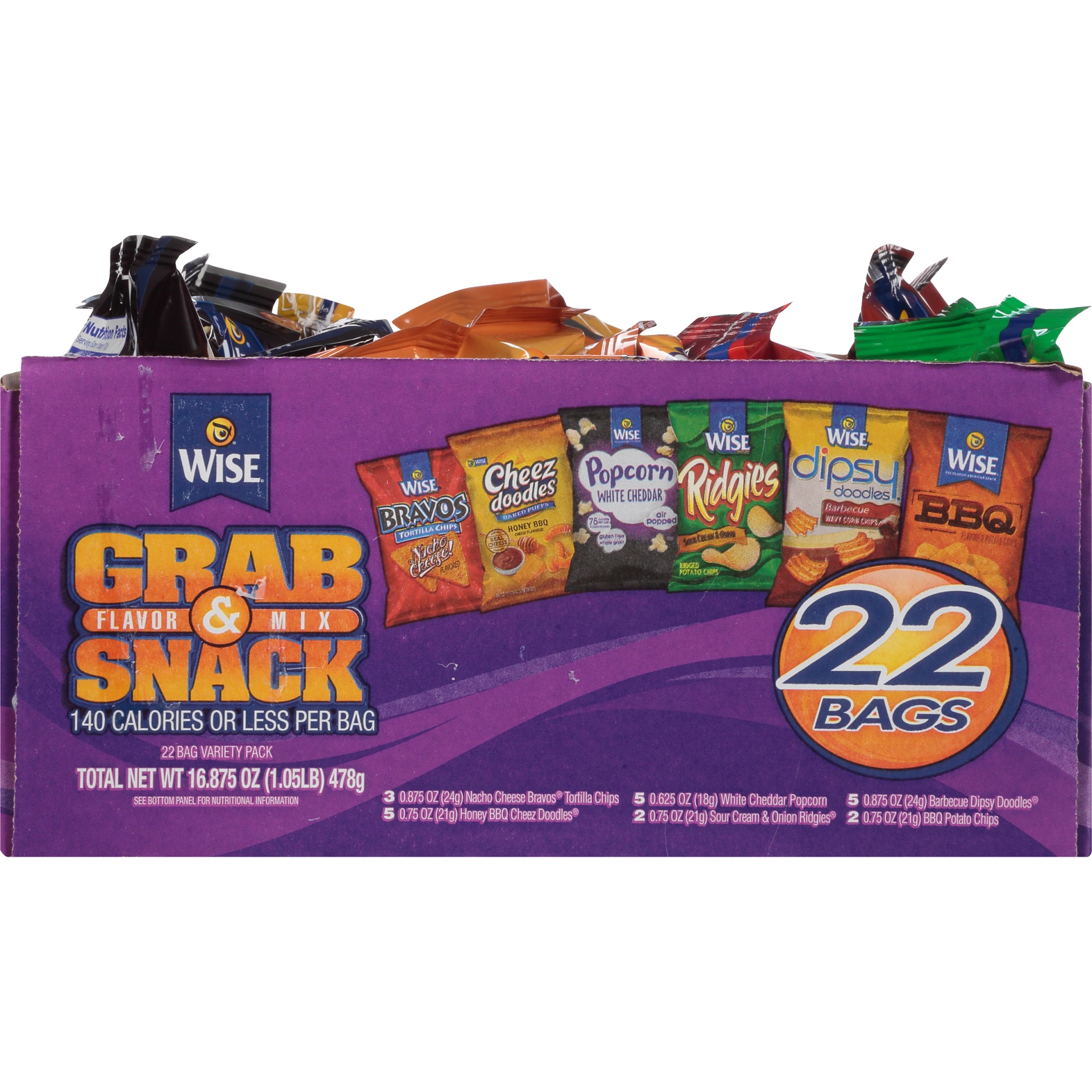slide 4 of 8, Wise Grab & Snack Flavor Mix, 22 ct
