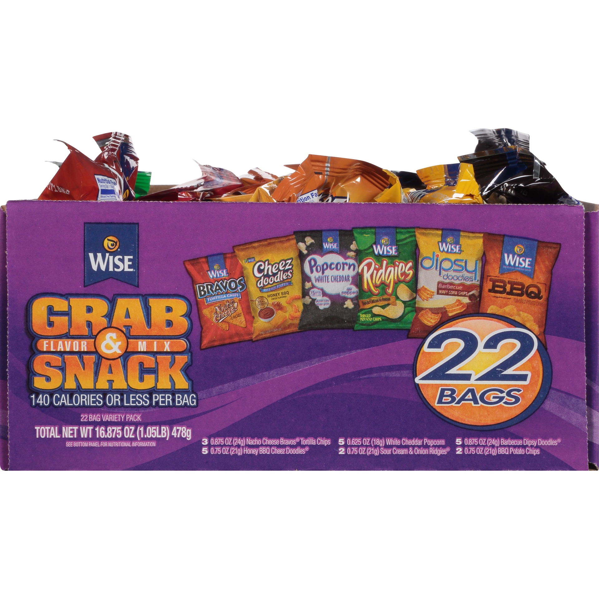 slide 5 of 8, Wise Grab & Snack Flavor Mix, 22 ct