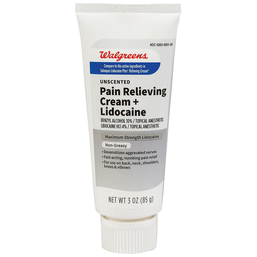 slide 4 of 4, Walgreens Lidocaine Pain Relief Cream, 3 oz