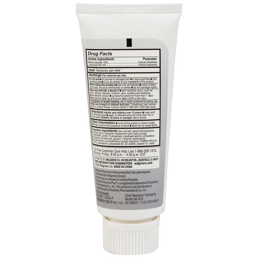 slide 2 of 4, Walgreens Lidocaine Pain Relief Cream, 3 oz
