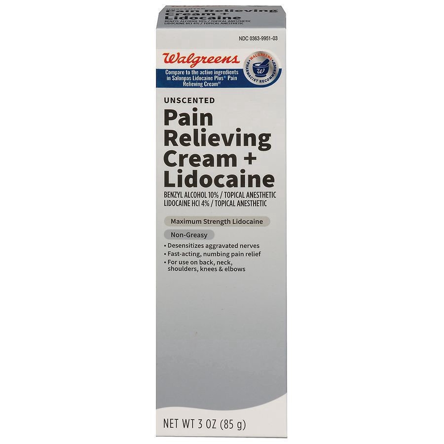 slide 1 of 4, Walgreens Lidocaine Pain Relief Cream, 3 oz