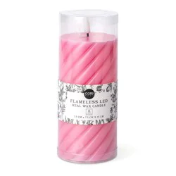 Core Home Large Flameless LED Swirl Pillar Wax Candle - Dark Pink