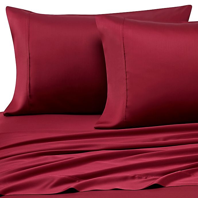 slide 1 of 1, Pure Beech 400-Thread-Count Modal Sateen California King Sheet Set - Burgundy, 1 ct