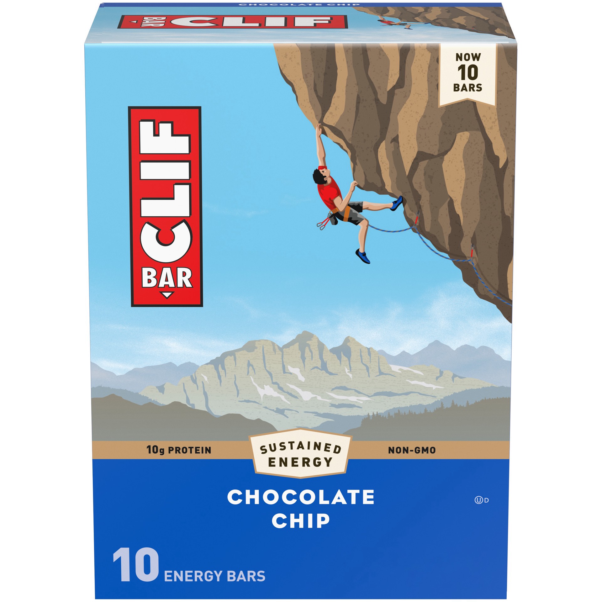 slide 1 of 1, CLIF BAR - Chocolate Chip - Made with Organic Oats - Energy Bars - Non-GMO - Plant Based Protein Bars (10 Pack), 10 ct