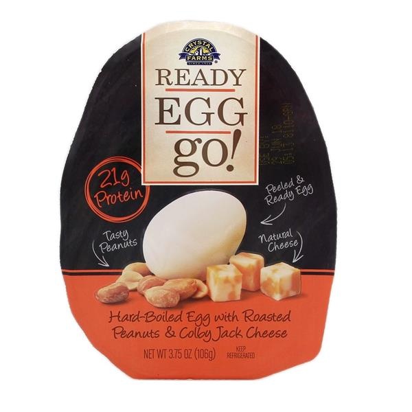 slide 1 of 1, Crystal Farms Ready Egg Go Hard Boiled Egg With Roasted Peanuts & Colby Jack Cheese, 3.75 oz