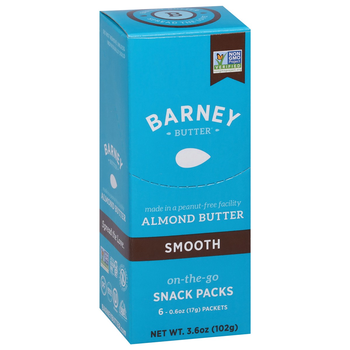 slide 2 of 9, Barney Butter On-the-Go Snack Pack Smooth Almond Butter 6 - 0.6 oz Packets, 6 ct