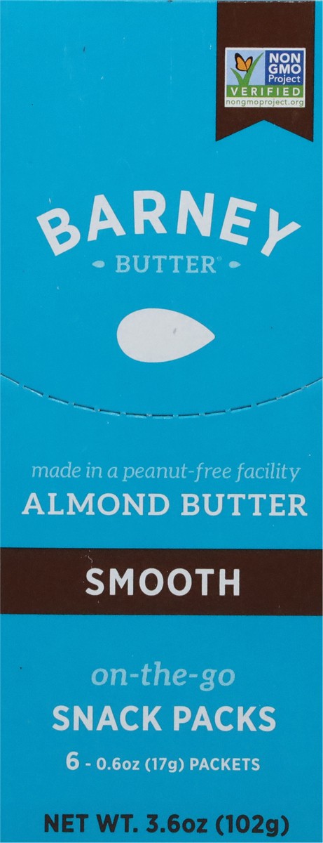 slide 6 of 9, Barney Butter On-the-Go Snack Pack Smooth Almond Butter 6 - 0.6 oz Packets, 6 ct