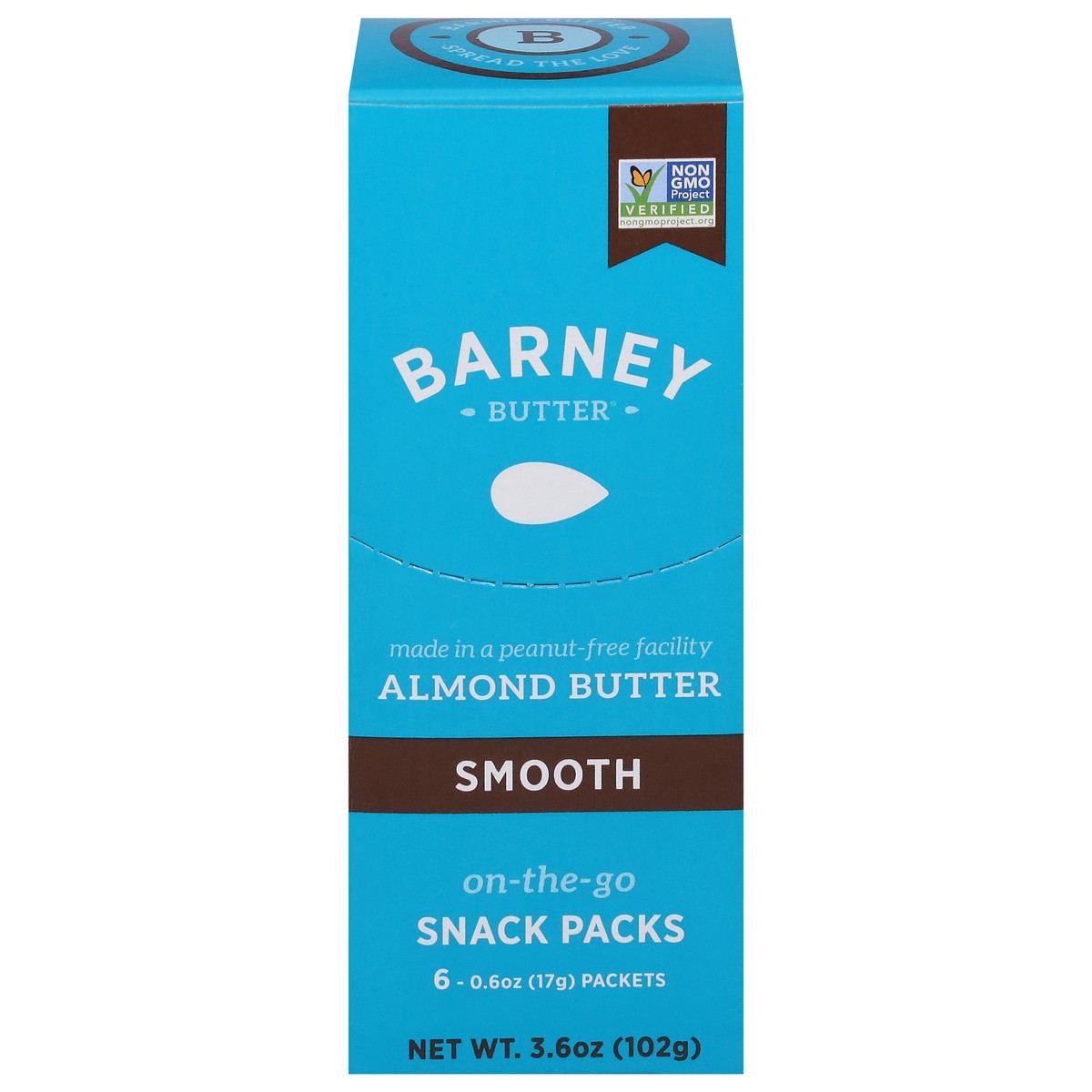 slide 1 of 9, Barney Butter On-the-Go Snack Pack Smooth Almond Butter 6 - 0.6 oz Packets, 6 ct