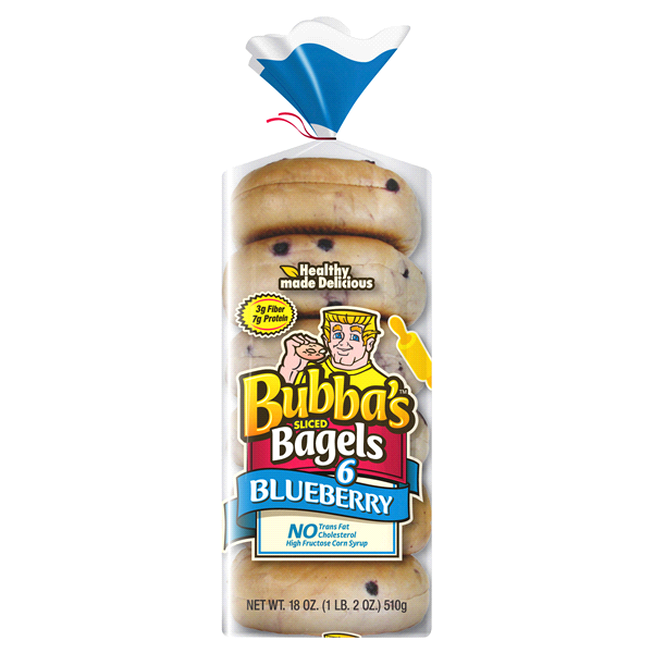 slide 1 of 1, Bubba's Premium Blueberry Bagels, 6 ct; 18 oz