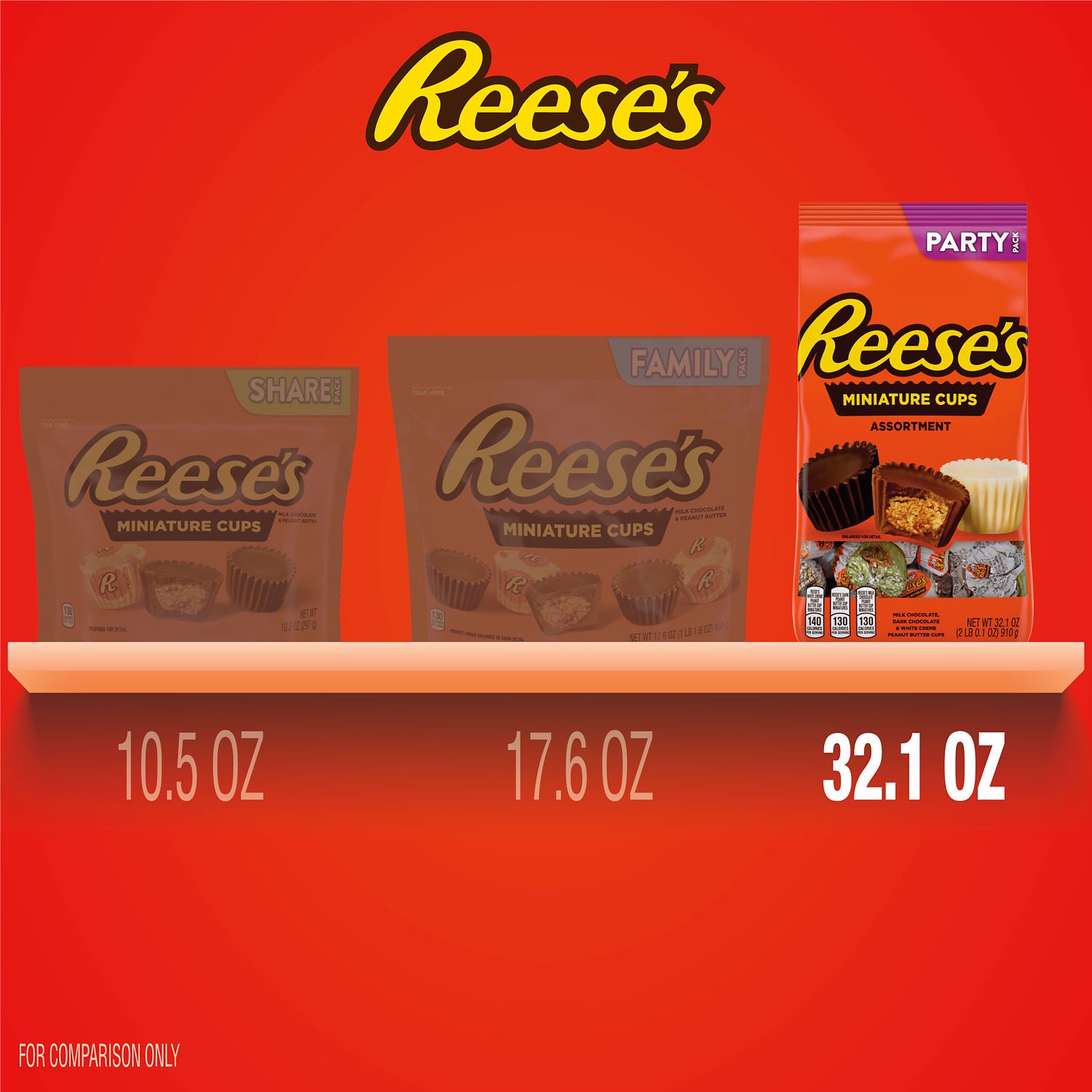 slide 9 of 9, Reese's Miniatures Assorted Flavored Peanut Butter Cups, Candy Party Pack, 32.1 oz, 32.1 oz