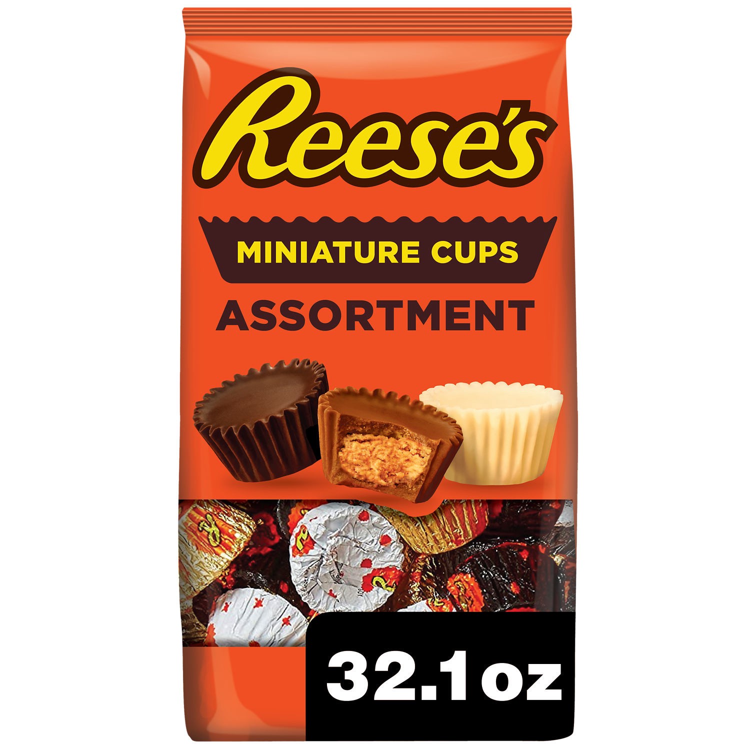 slide 4 of 9, Reese's Miniatures Assorted Flavored Peanut Butter Cups, Candy Party Pack, 32.1 oz, 32.1 oz