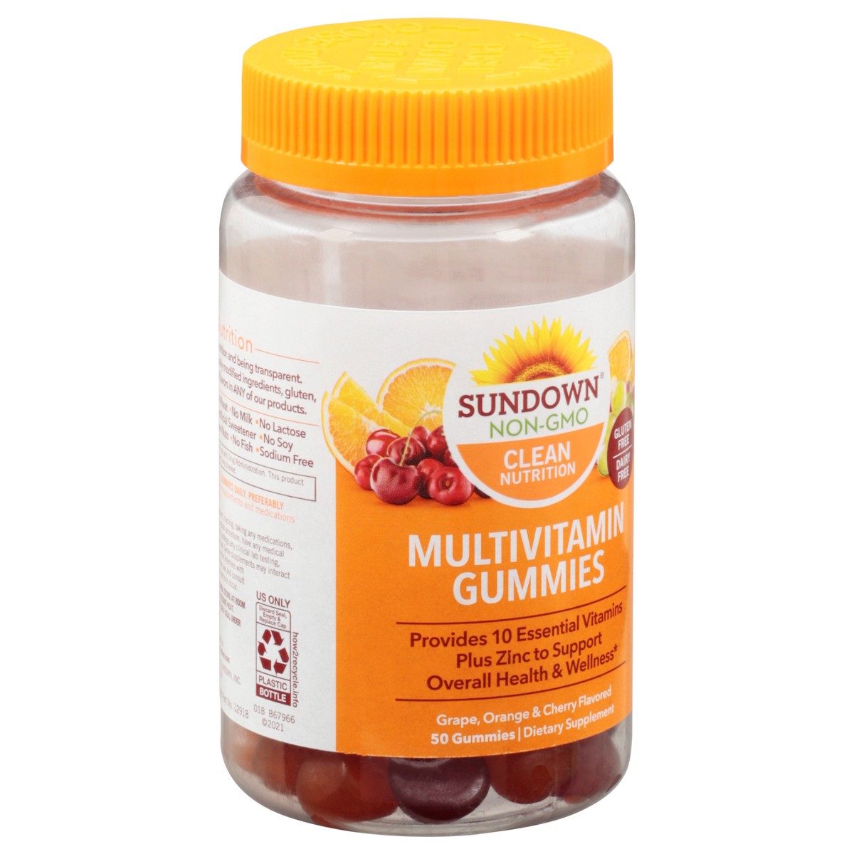 slide 9 of 9, Sundown Grape, Orange & Cherry Flavored Multivitamin 50 Gummies, 50 ct