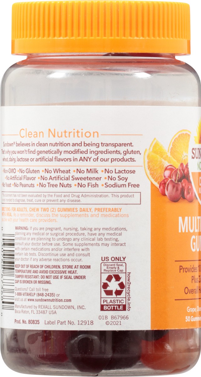 slide 2 of 9, Sundown Grape, Orange & Cherry Flavored Multivitamin 50 Gummies, 50 ct