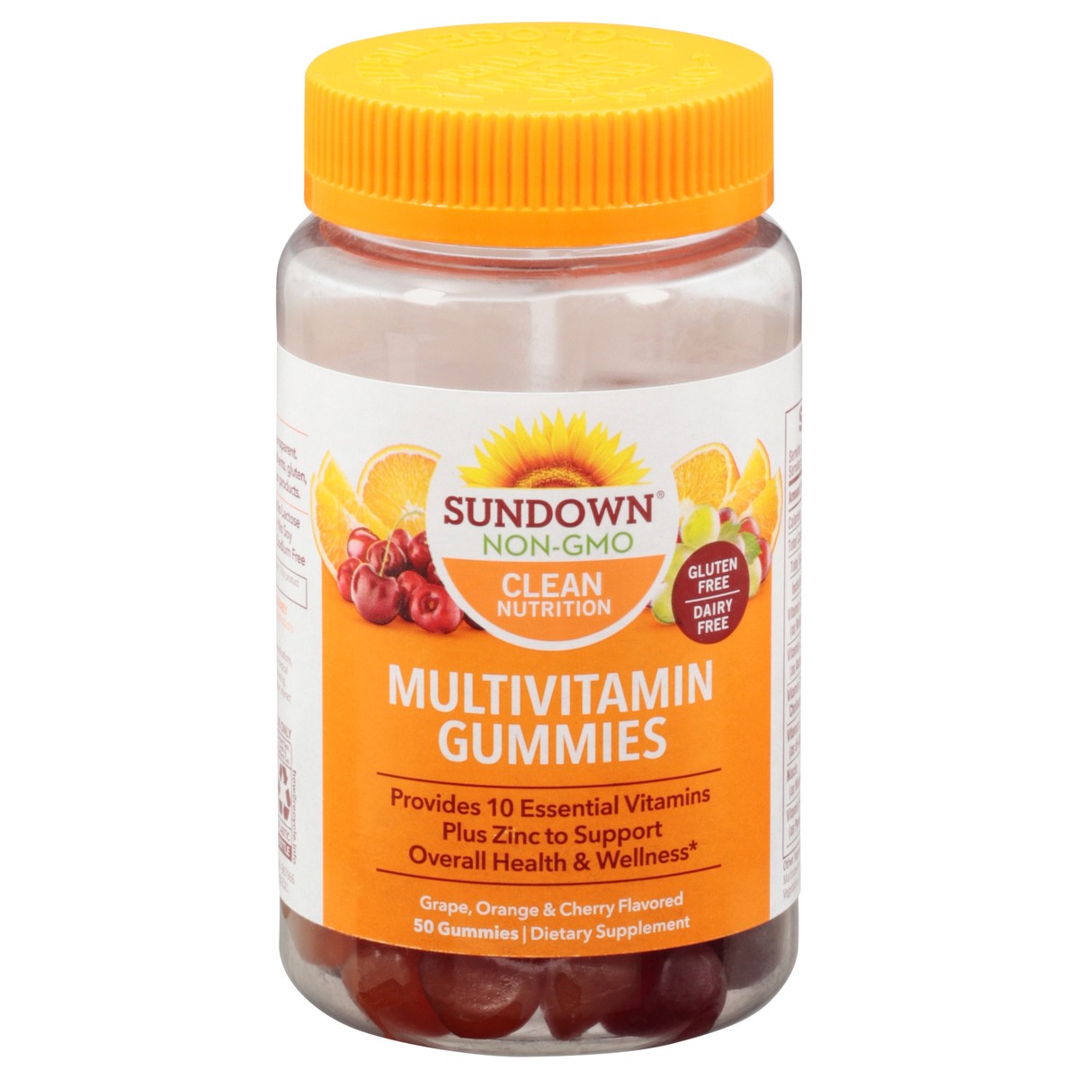 slide 1 of 9, Sundown Grape, Orange & Cherry Flavored Multivitamin 50 Gummies, 50 ct