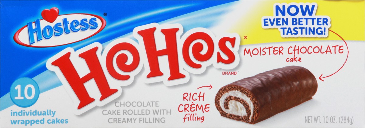 slide 8 of 10, HOSTESS HOHOS, Rolled Chocolate Cake With Creamy Filling, Individually Wrapped - 10 Count /10 oz, 10 oz