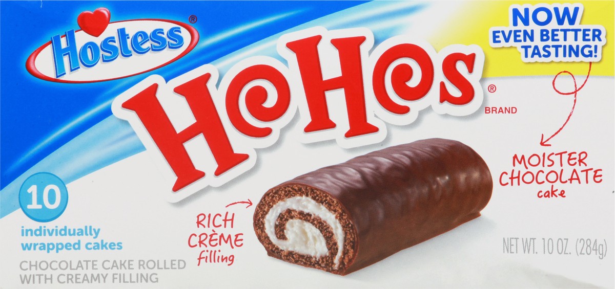 slide 3 of 10, HOSTESS HOHOS, Rolled Chocolate Cake With Creamy Filling, Individually Wrapped - 10 Count /10 oz, 10 oz