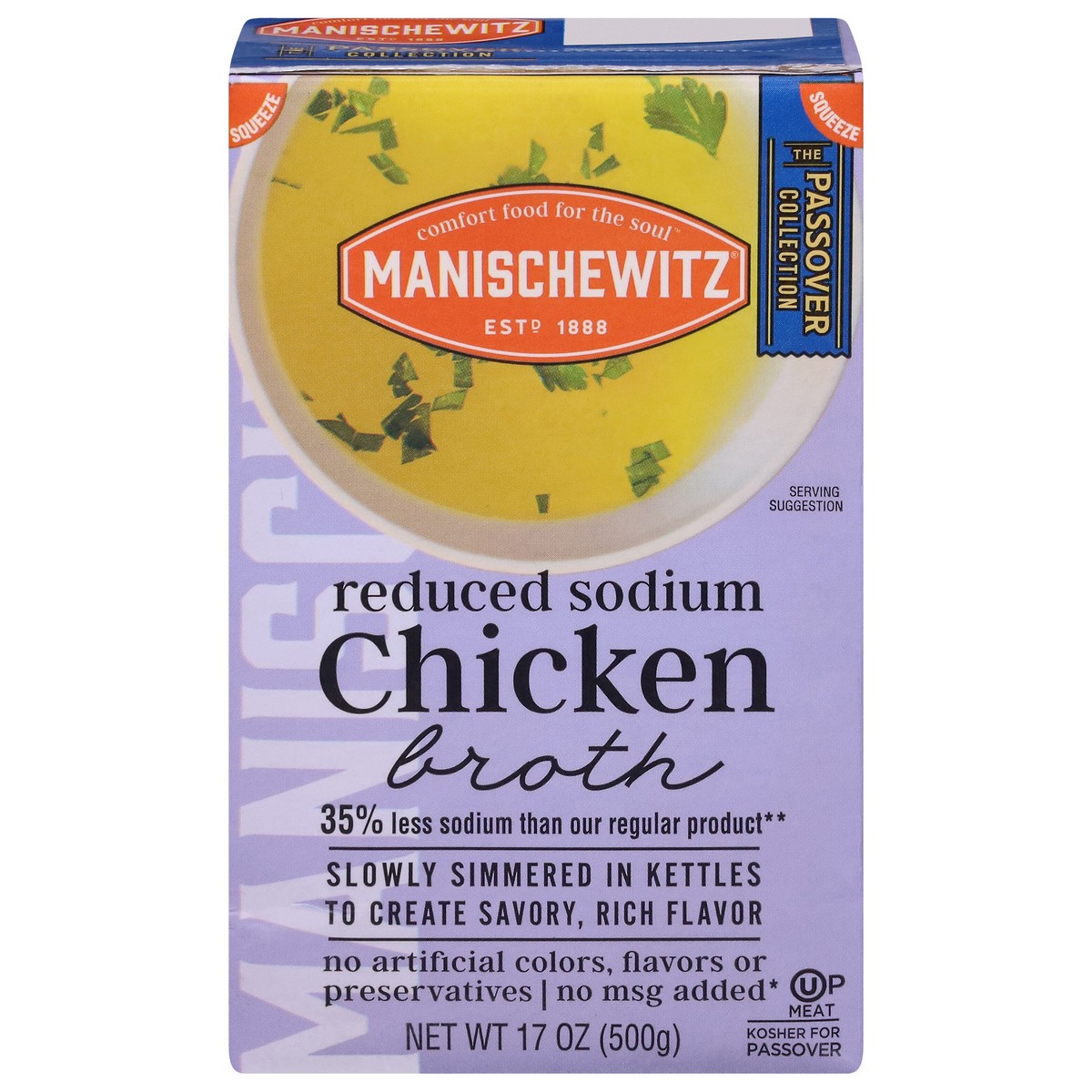 slide 1 of 9, Manischewitz Chicken Broth Reduced Sodium, 17 oz