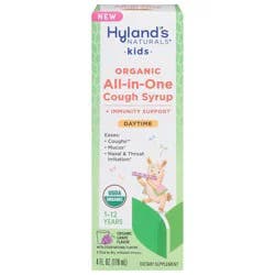 Hyland's Naturals Organic 1-12 Years Kids Daytime All-in-One Organic Grape Flavor Cough Syrup 4 fl oz