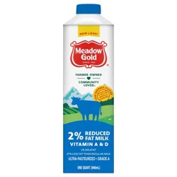 Meadow Gold 2% Reduced Fat Ultra-Pasteurized Milk, 32 oz