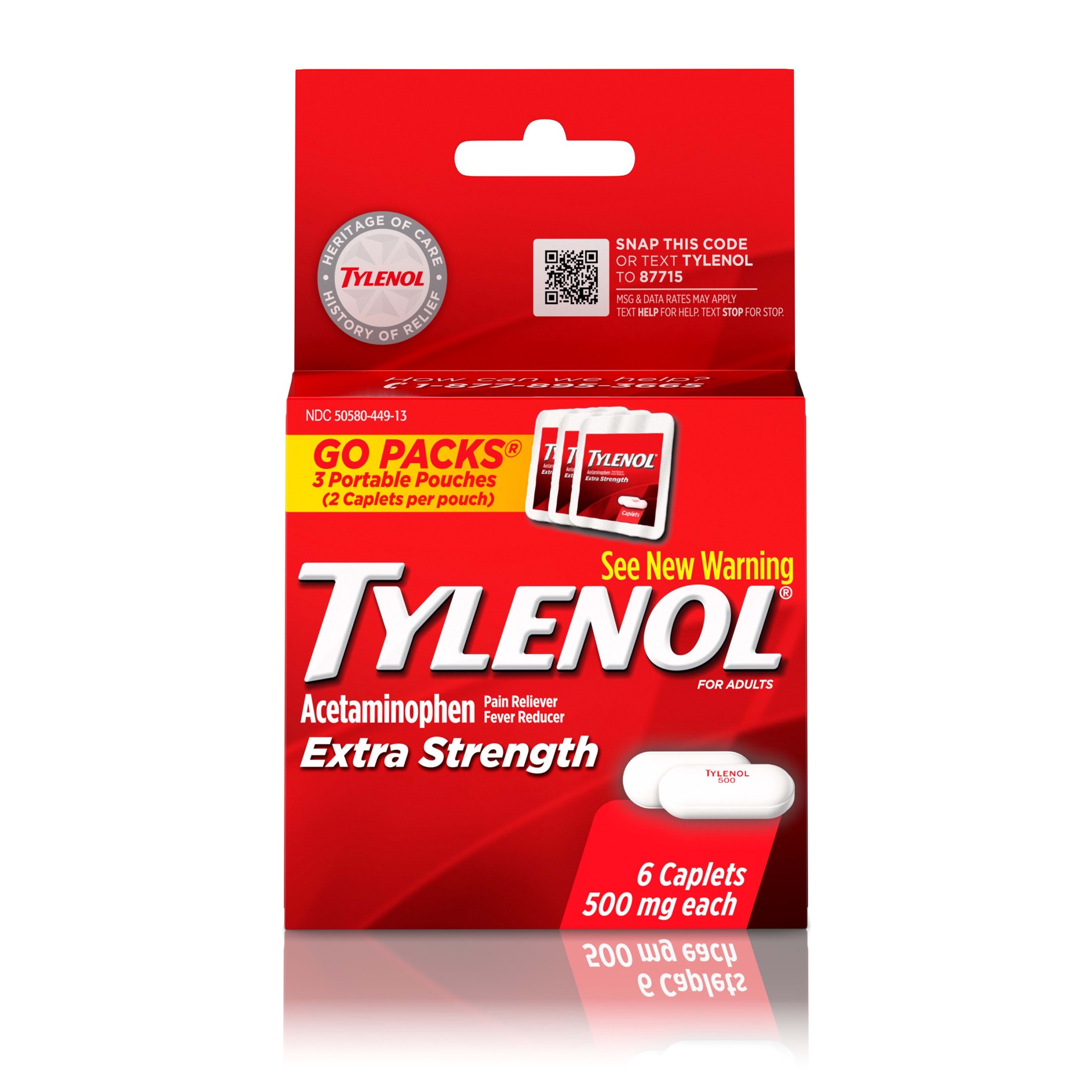 slide 1 of 7, Tylenol Extra Strength Pain Reliever Caplets - 500mg, 6 ct
