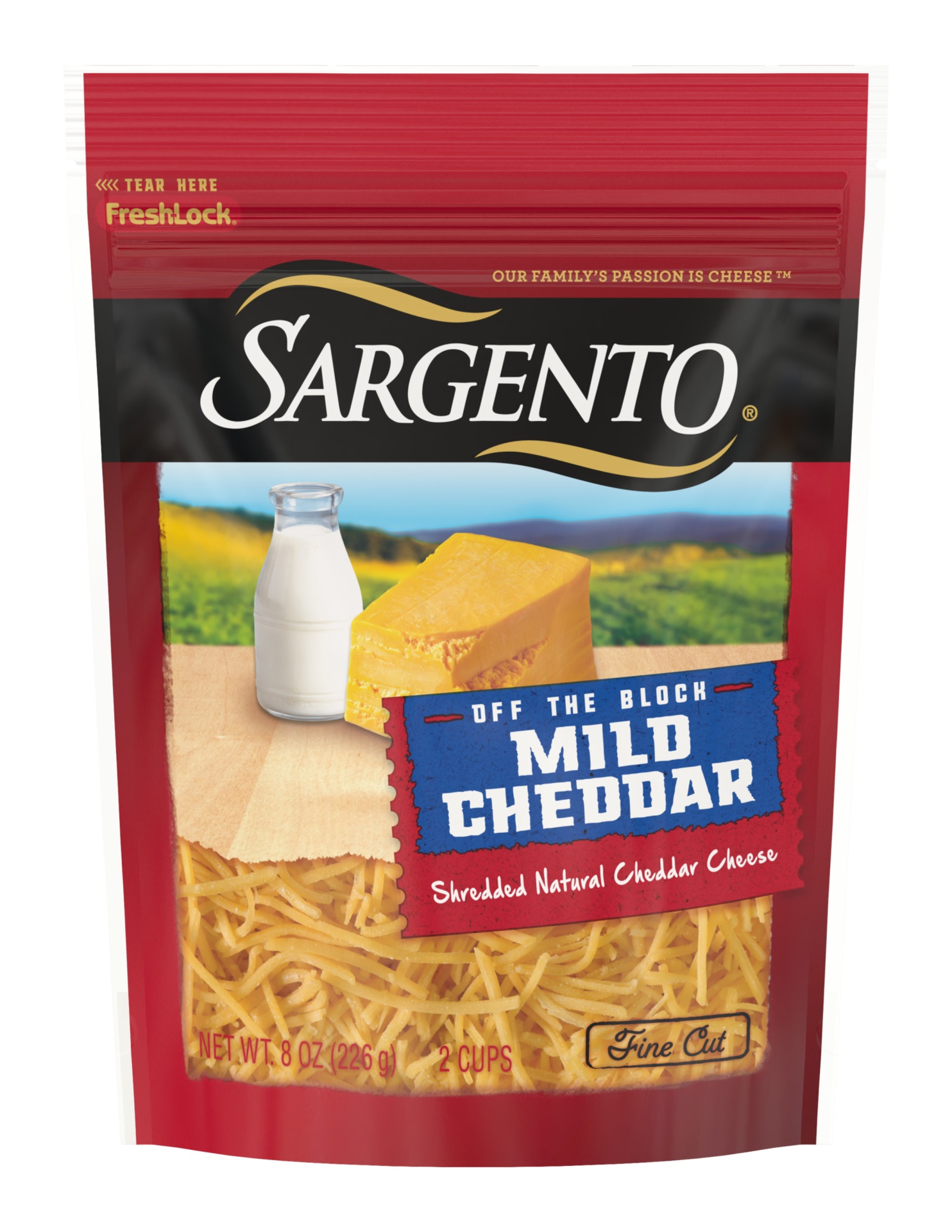 slide 1 of 6, Sargento Off the Block Mild Cheddar Fine Cut Shredded Cheese, 8 oz