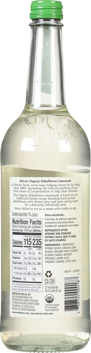 slide 2 of 9, Belvoir Farm Organic Elderflower Lemonade Sparkling Soft Drink - 25.4 fl oz, 25.4 fl oz