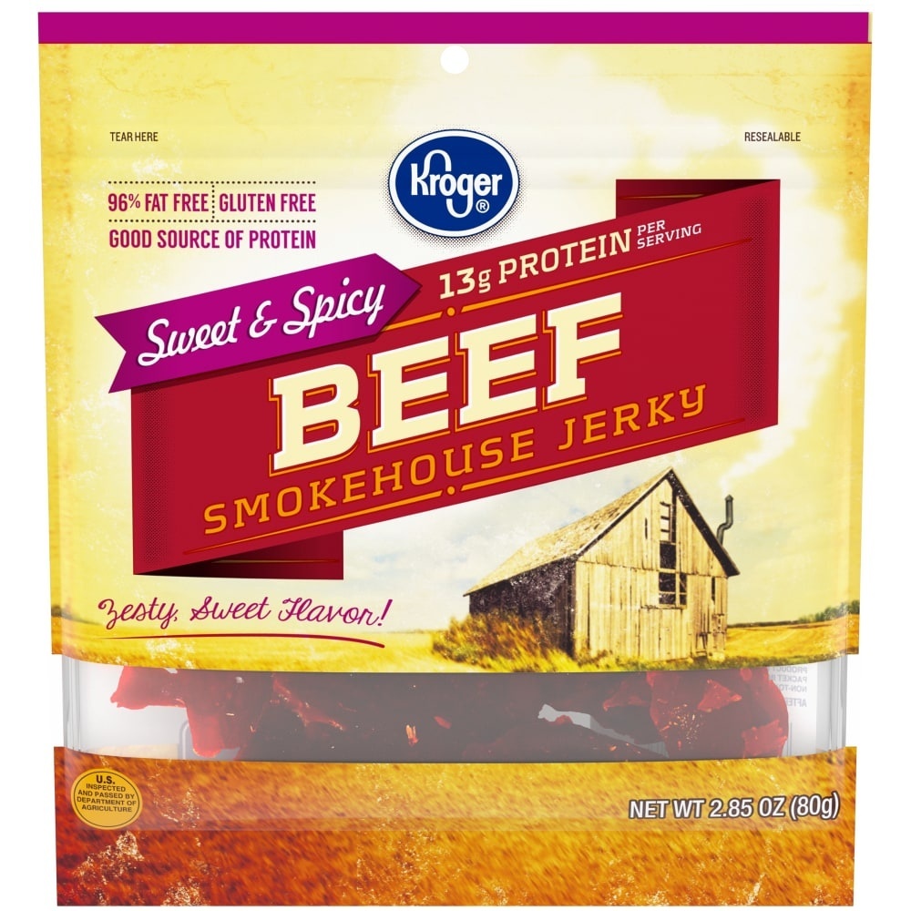 slide 1 of 1, Kroger Beef Steakhouse Jerky Sweet & Spicy, 2.85 oz