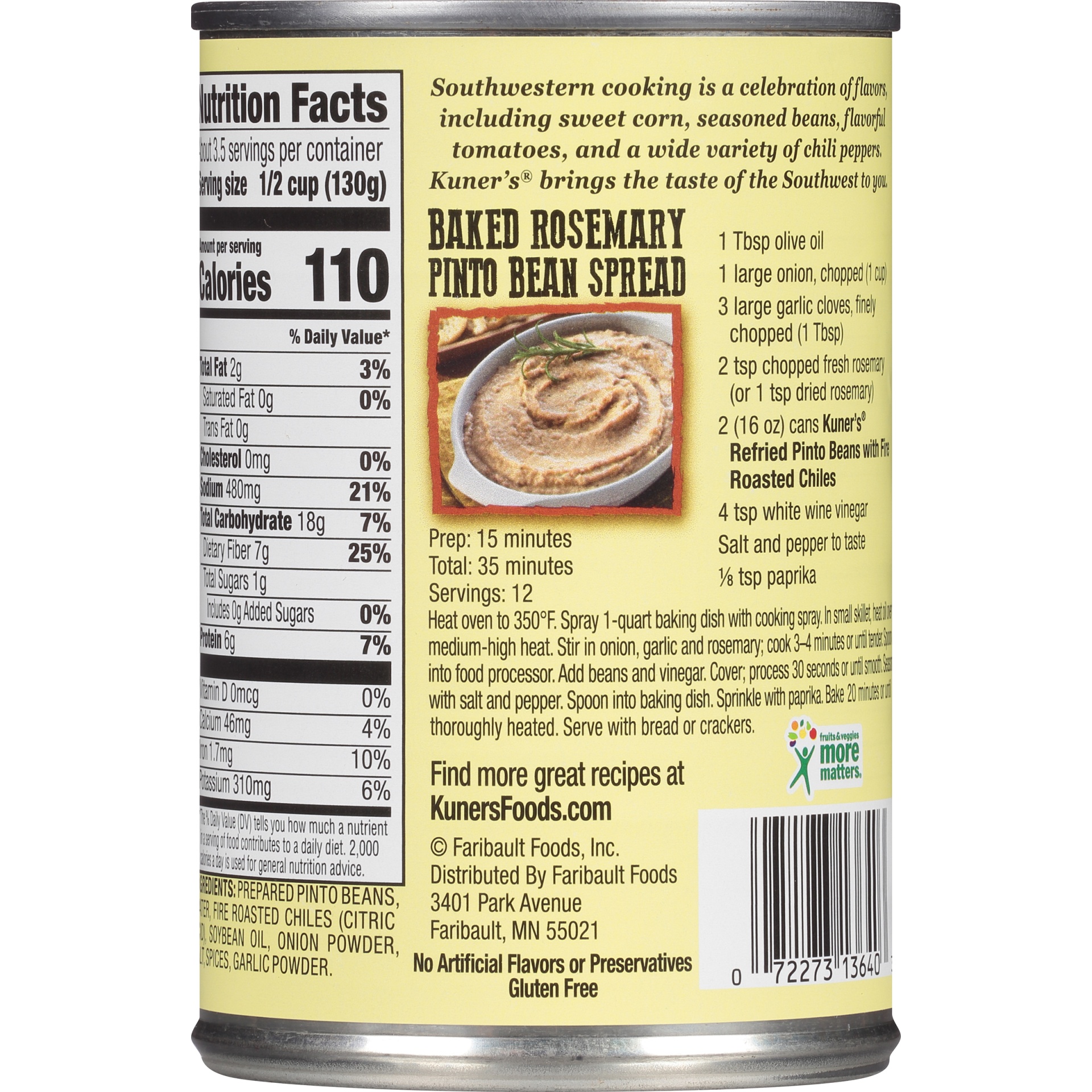 slide 4 of 6, Kuner's Southwestern Refried Pinto Beans With Fire Roasted Chiles, 15.5 oz