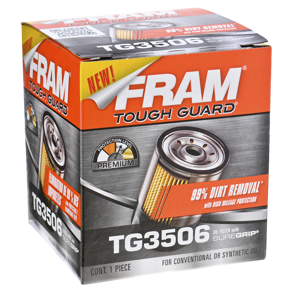 slide 1 of 1, Fram Tough Guard w/High Mileage Oil Filter, 1 ct