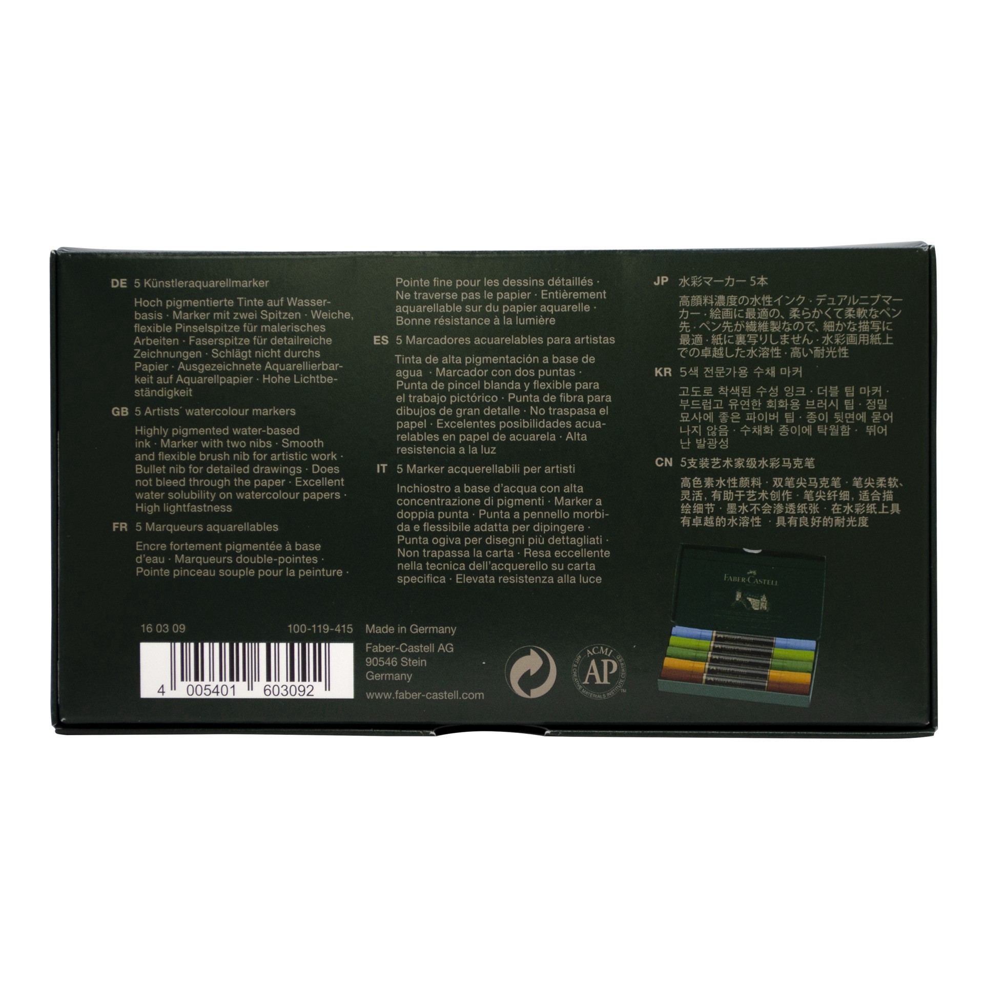 slide 3 of 4, Faber-Castell Arbrecht Durer 5-Piece Watercolor Marker Set, 5 ct