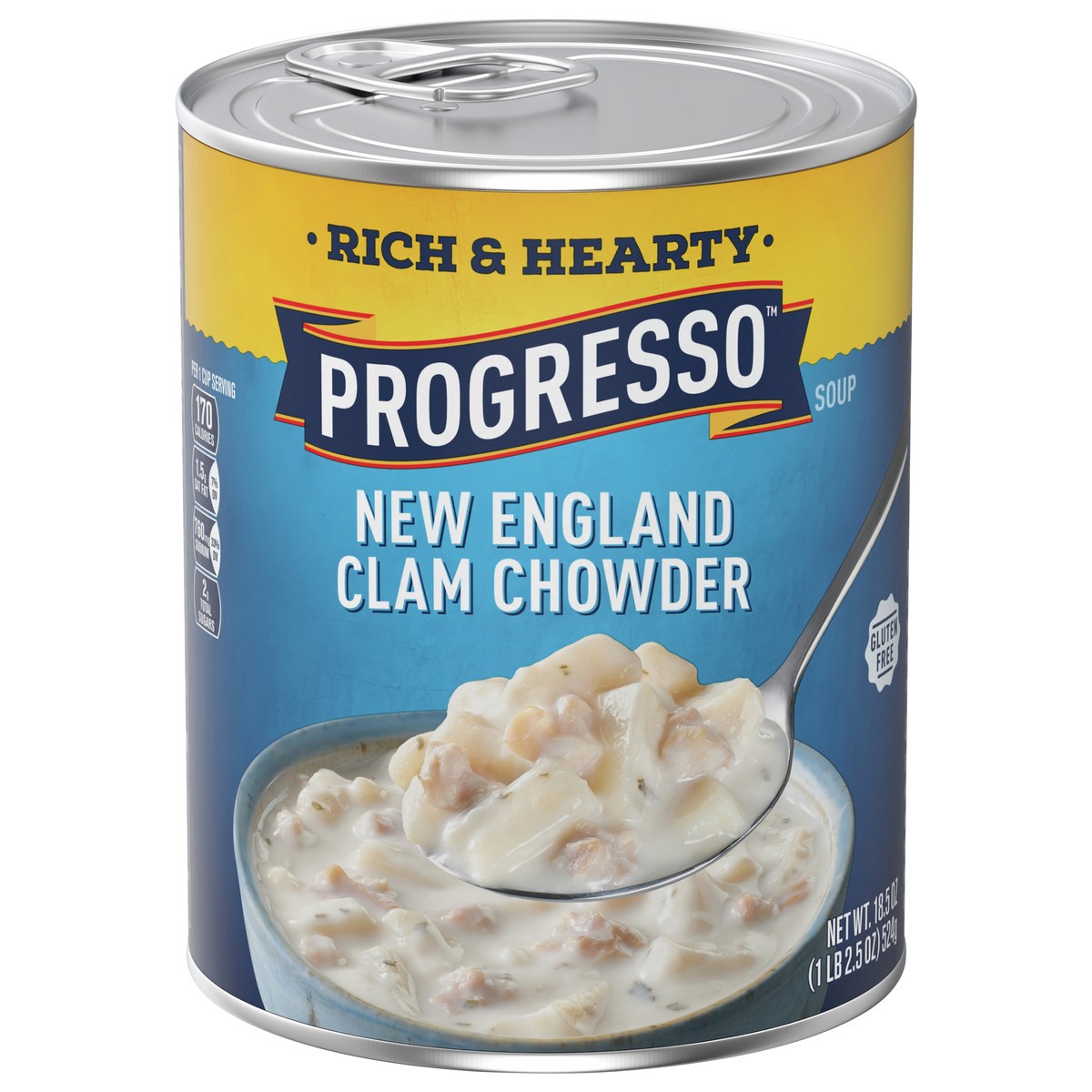 slide 1 of 8, Progresso Rich & Hearty, New England Clam Chowder Soup, Gluten Free, 18.5 oz., 18.5 oz