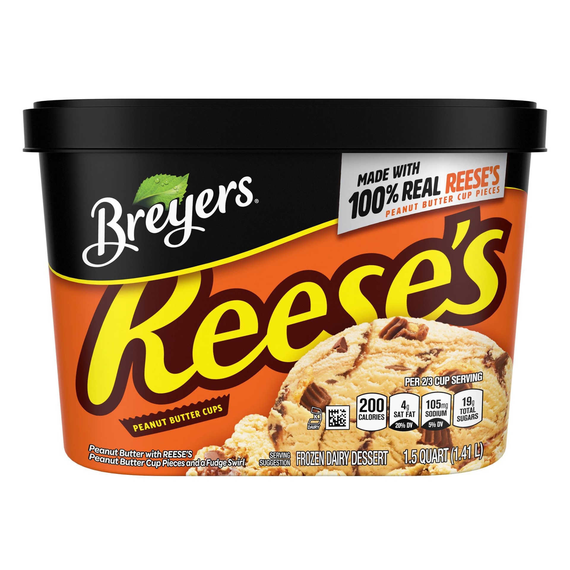 slide 1 of 5, Breyers Ice Cream Light Milk Chocolate Reese's Peanut Butter Cups, 1.5 qt