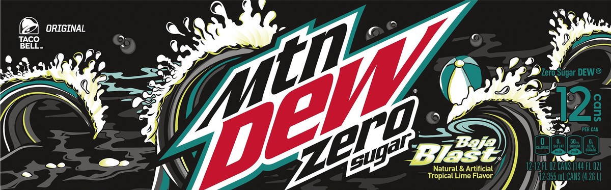 slide 8 of 9, Mountain Dew Baja Blast Zero Sugar - 12 ct; 12 fl oz, 12 ct; 12 fl oz