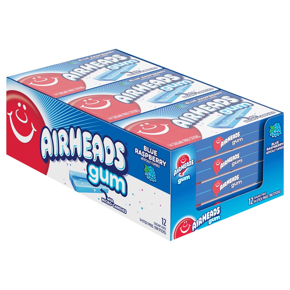 slide 5 of 13, Airheads Gum 14pc Wallet, Blue Raspberry, 12ct Box, 12 ct