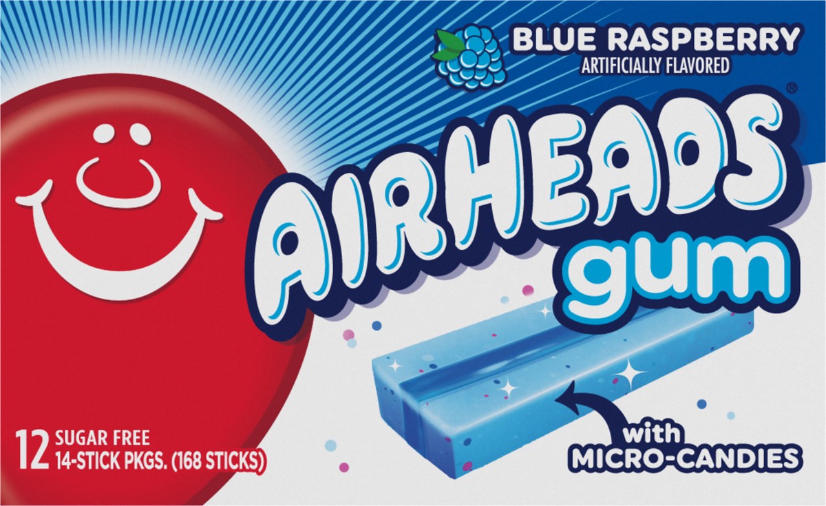slide 6 of 13, Airheads Gum 14pc Wallet, Blue Raspberry, 12ct Box, 12 ct